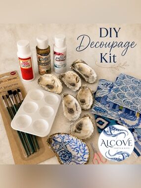 DIY Oyster Shell Decoupage Kit, Coastal Trinket Dish Craft, Beginner Craft Kit
